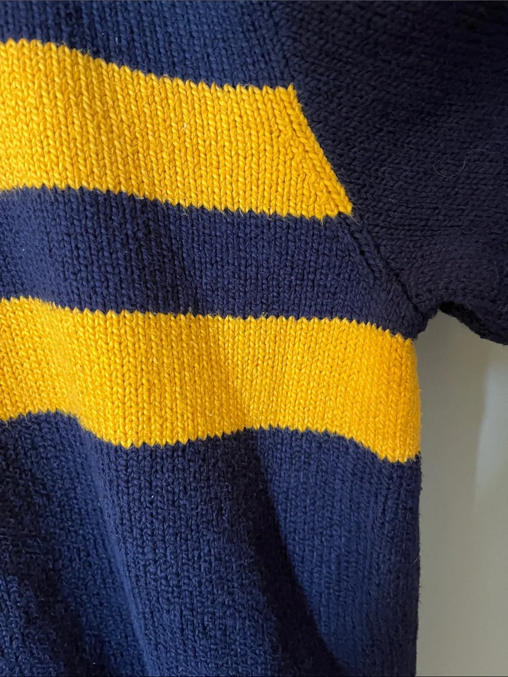 Polo by Ralph Lauren Navy Crewneck Sweater with Gold Stripes